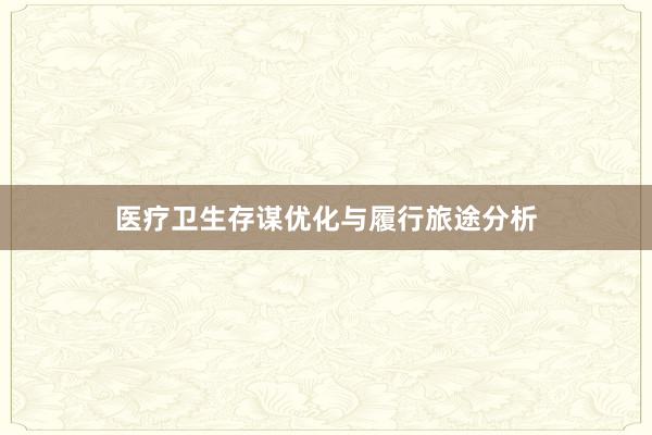 医疗卫生存谋优化与履行旅途分析